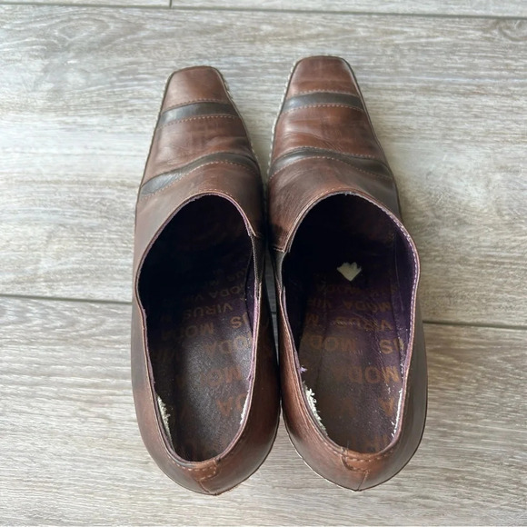 Virus Moda Brown Leather Western Ankle Boots - Picture 11 of 13